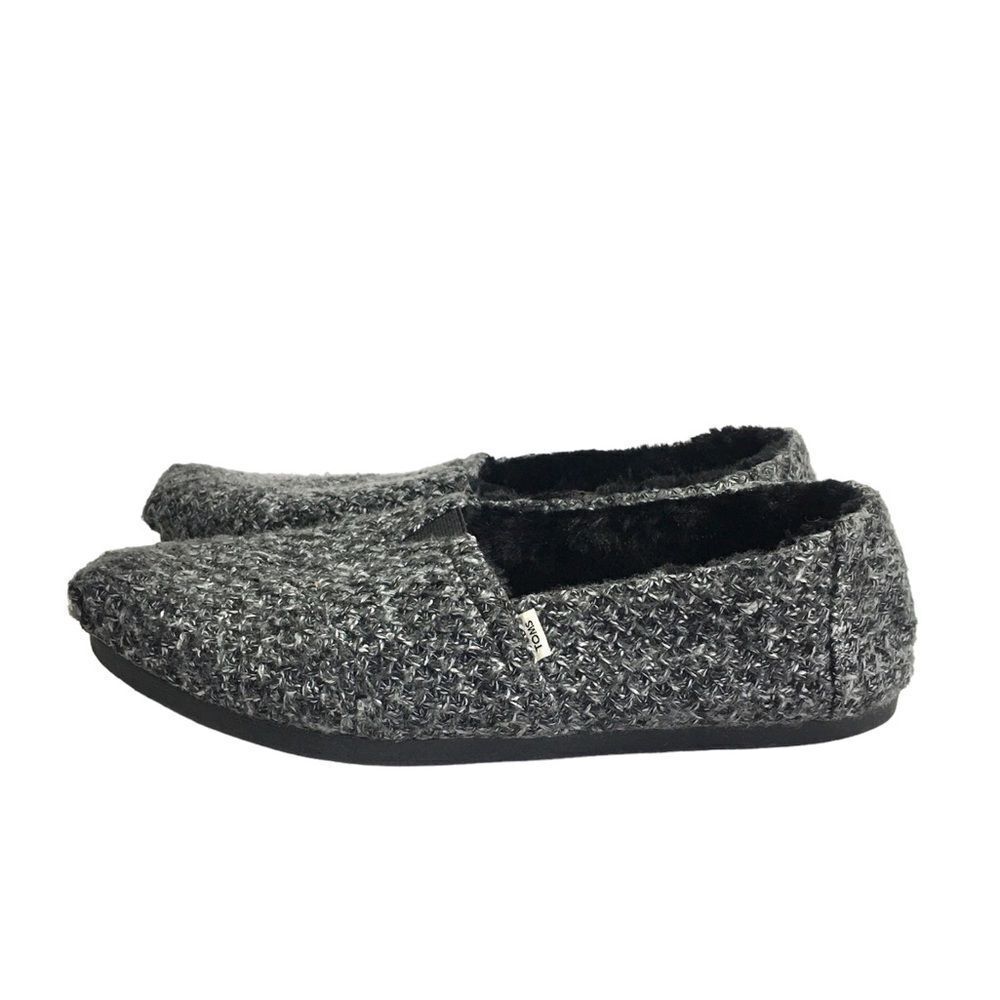 🔃Toms Classic Black Gray Tweed Slip On Loafer Flats - Picture 2 of 8